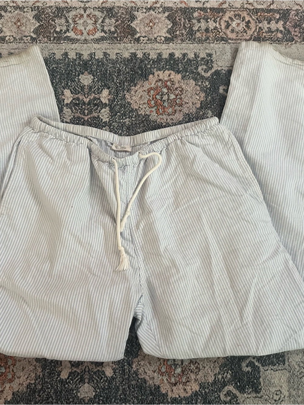 Brandy Melville blue and white striped linen pants